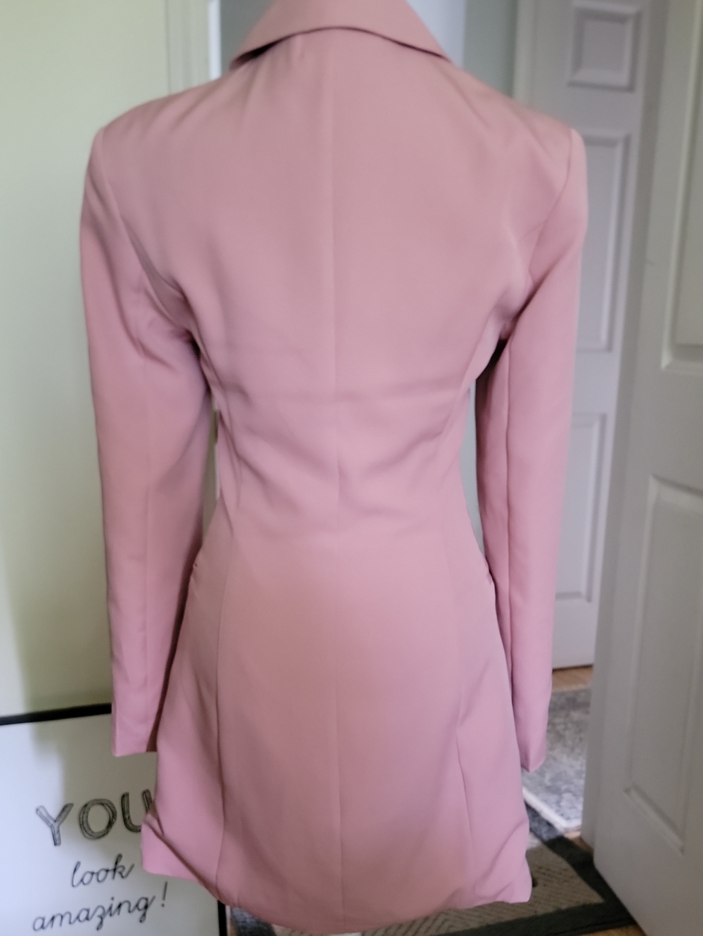 Amazing lace Size Sm. Double-Breasted Blush Pink Women's Blazer Coat - Picture 7 of 12